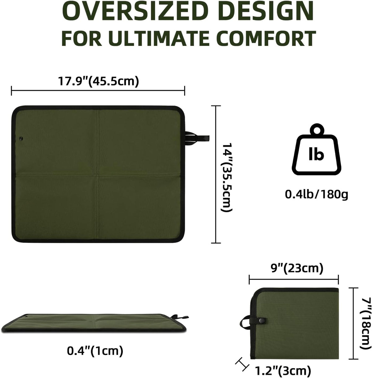 Portable Sitting Pad, 17.9'' x 14'' Oversized Camping Seat Cushion, Premium Leather Waterproof Bottom, Lightweight Folding Seat Pad for Backpacking, Hiking, Picnics