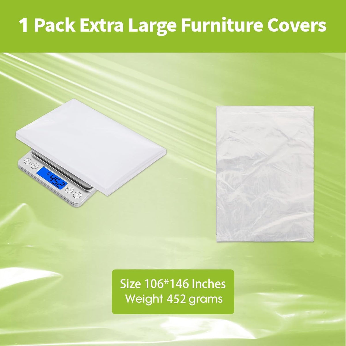 Heavy Duty Plastic Covers for Furniture, Waterproof Couch & Bed Sofa Cover Protector, Loveseat Storage Cover, Extra Large Plastic Sheet 106" x 146" (1)