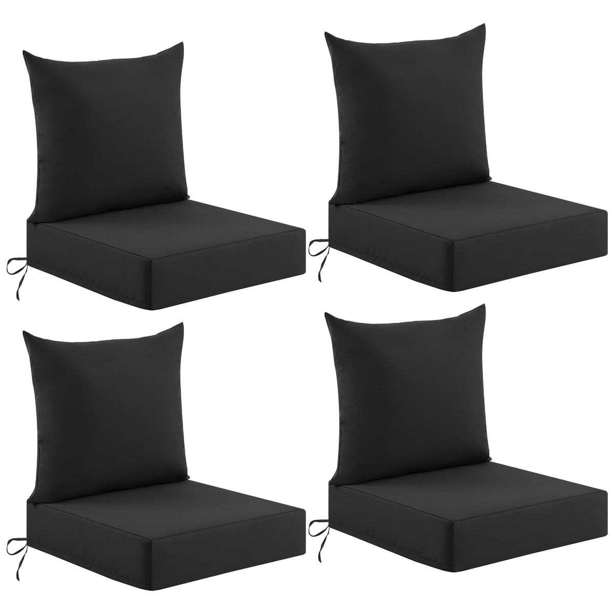 Deep Seat Patio Cushions Set of 2, 24x24x5.75 Inch, Waterproof Outdoor Chair Cushions, Fade Resistant Patio Furniture Cushions with Ties for Couch, Sofa, Lawn, Outside, Navy Blue