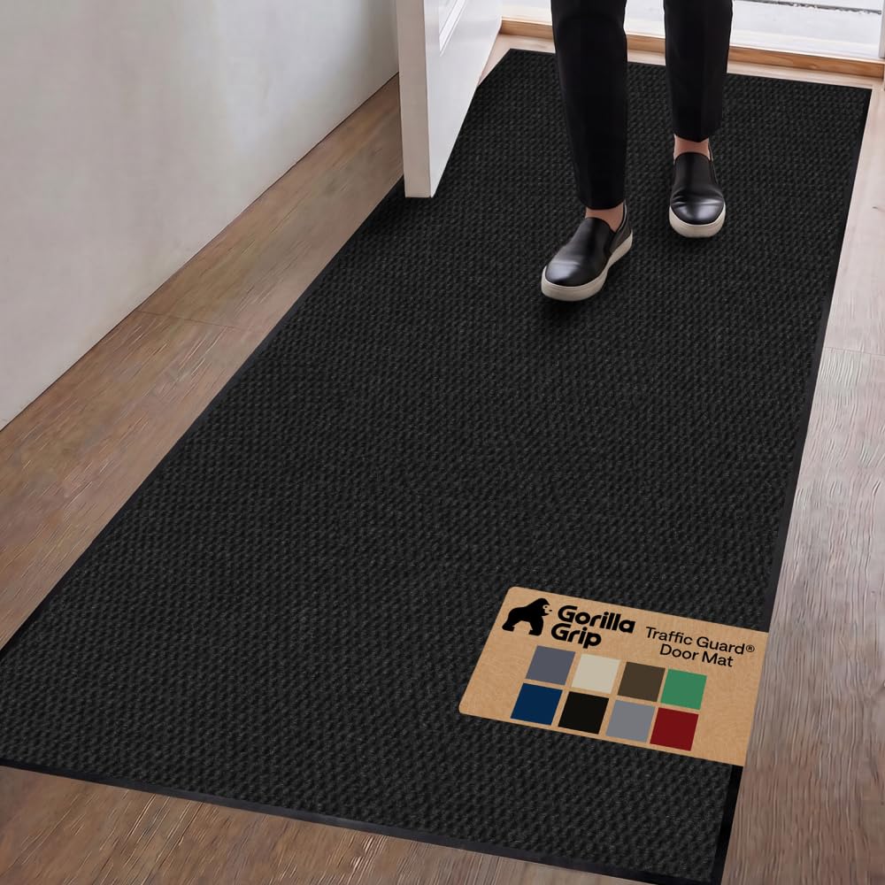 GORILLA GRIP Traffic Guard Indoor Outdoor Heavy Duty Door Mat, 72x48 Black