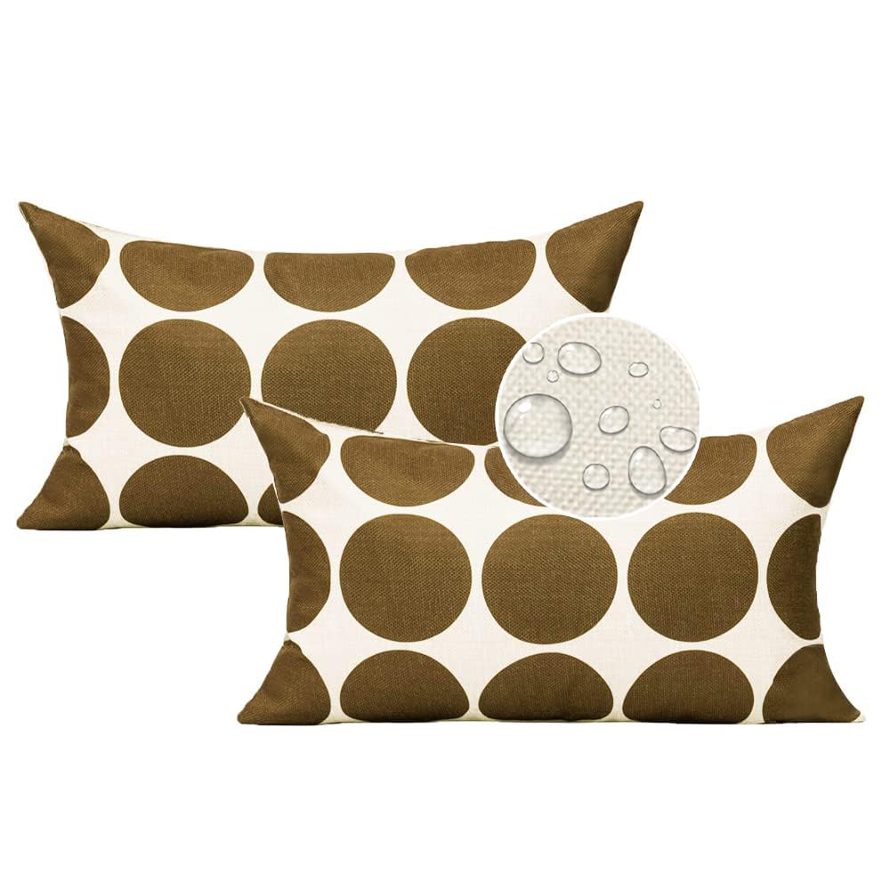 All Smiles Outdoor Waterproof Throw Pillow Covers 18X18 Set of 4,Orange Decorative Cushion Covers Boho Decorations Outside for Patio Furniture Porch Seat Chair Couch Sofa Living Room Geometric
