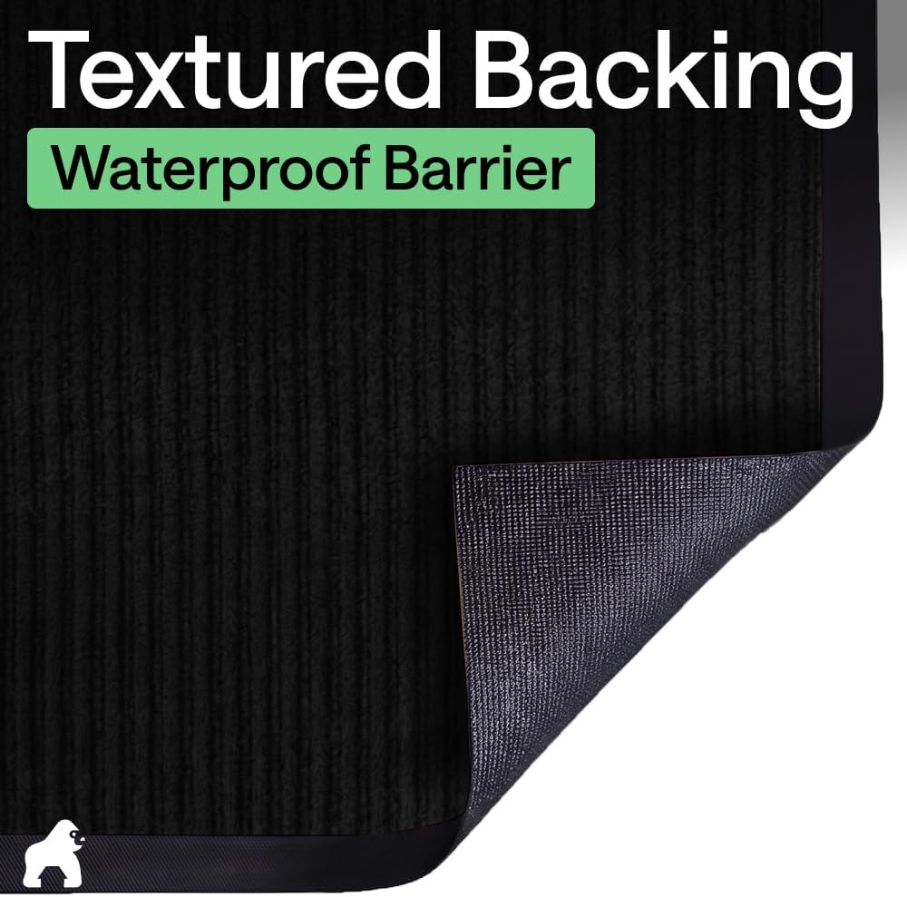GORILLA GRIP Traffic Guard Indoor Outdoor Heavy Duty Door Mat, 72x48 Black