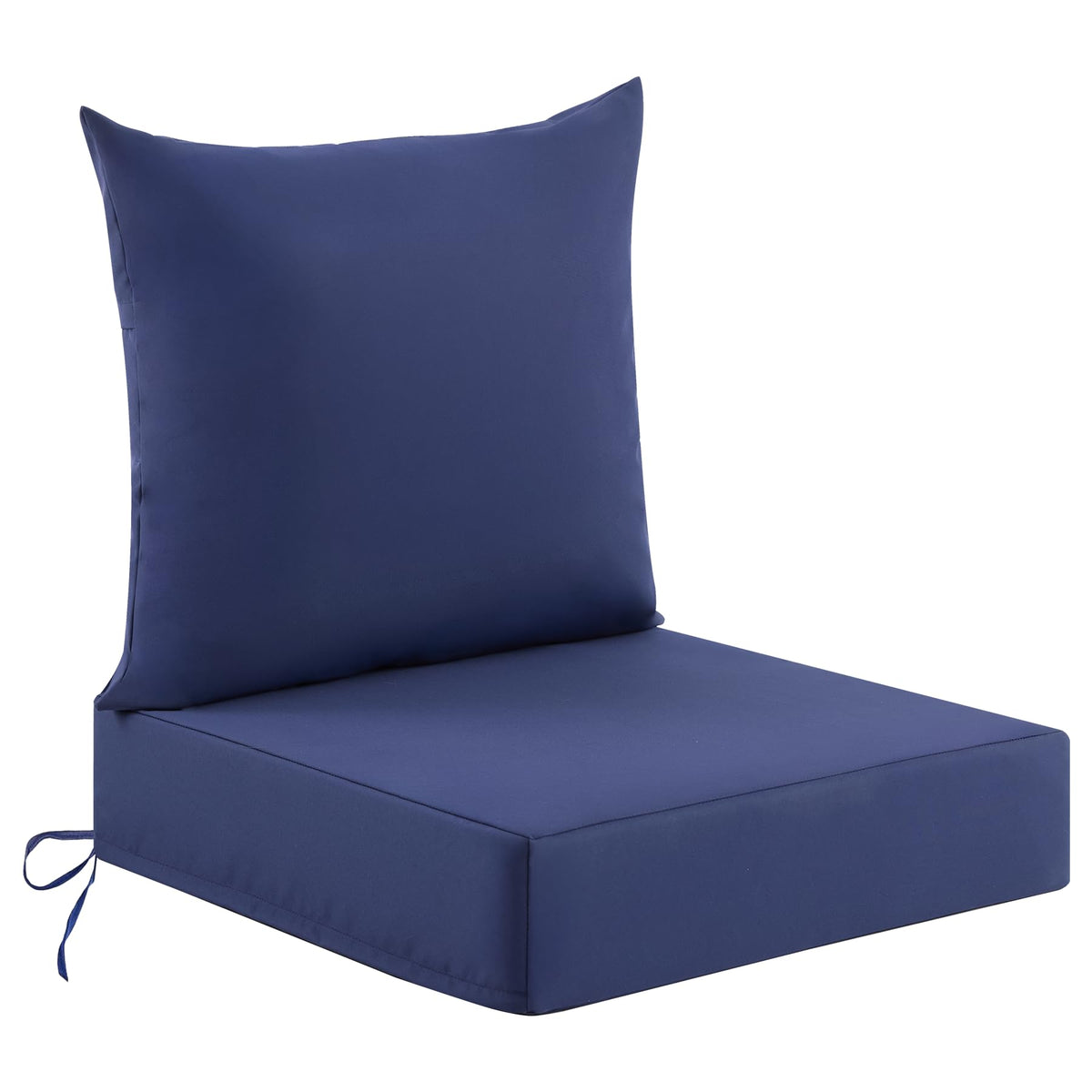 Deep Seat Patio Cushions Set of 2, 24x24x5.75 Inch, Waterproof Outdoor Chair Cushions, Fade Resistant Patio Furniture Cushions with Ties for Couch, Sofa, Lawn, Outside, Navy Blue