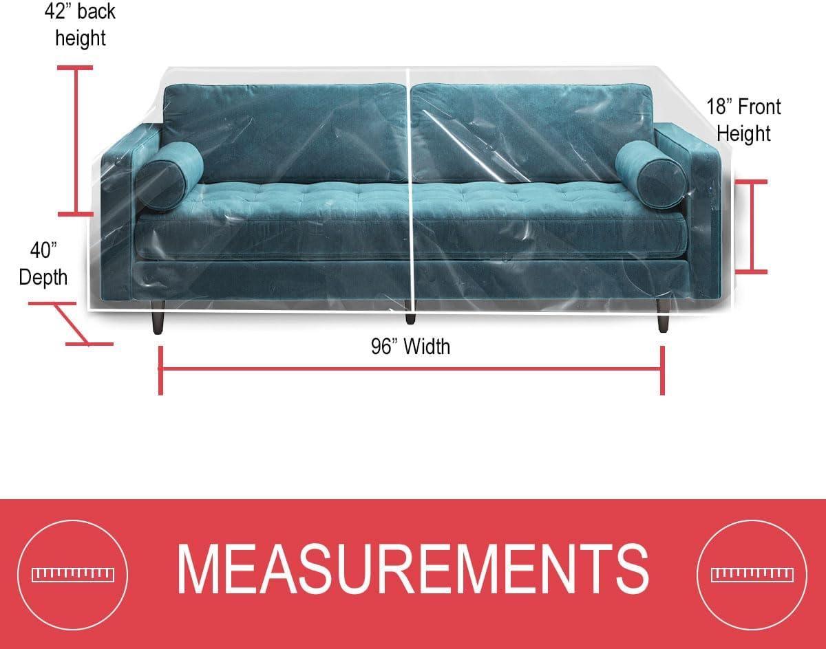 LAMINET Thick Crystal Clear Heavy-Duty Water Resistant Sofa/Couch Cover - Perfect for Protection Against CAT/Dog Clawing, Kids and Grandkids- Sofa - 42" BH x 18" FH x 96”W x 40”D