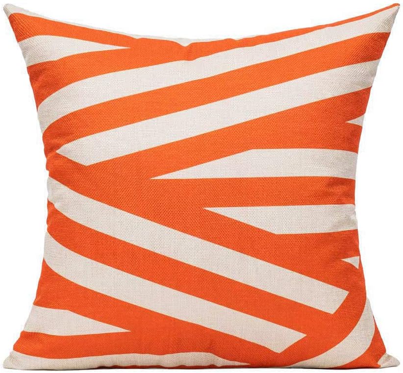 All Smiles Outdoor Waterproof Throw Pillow Covers 18X18 Set of 4,Orange Decorative Cushion Covers Boho Decorations Outside for Patio Furniture Porch Seat Chair Couch Sofa Living Room Geometric