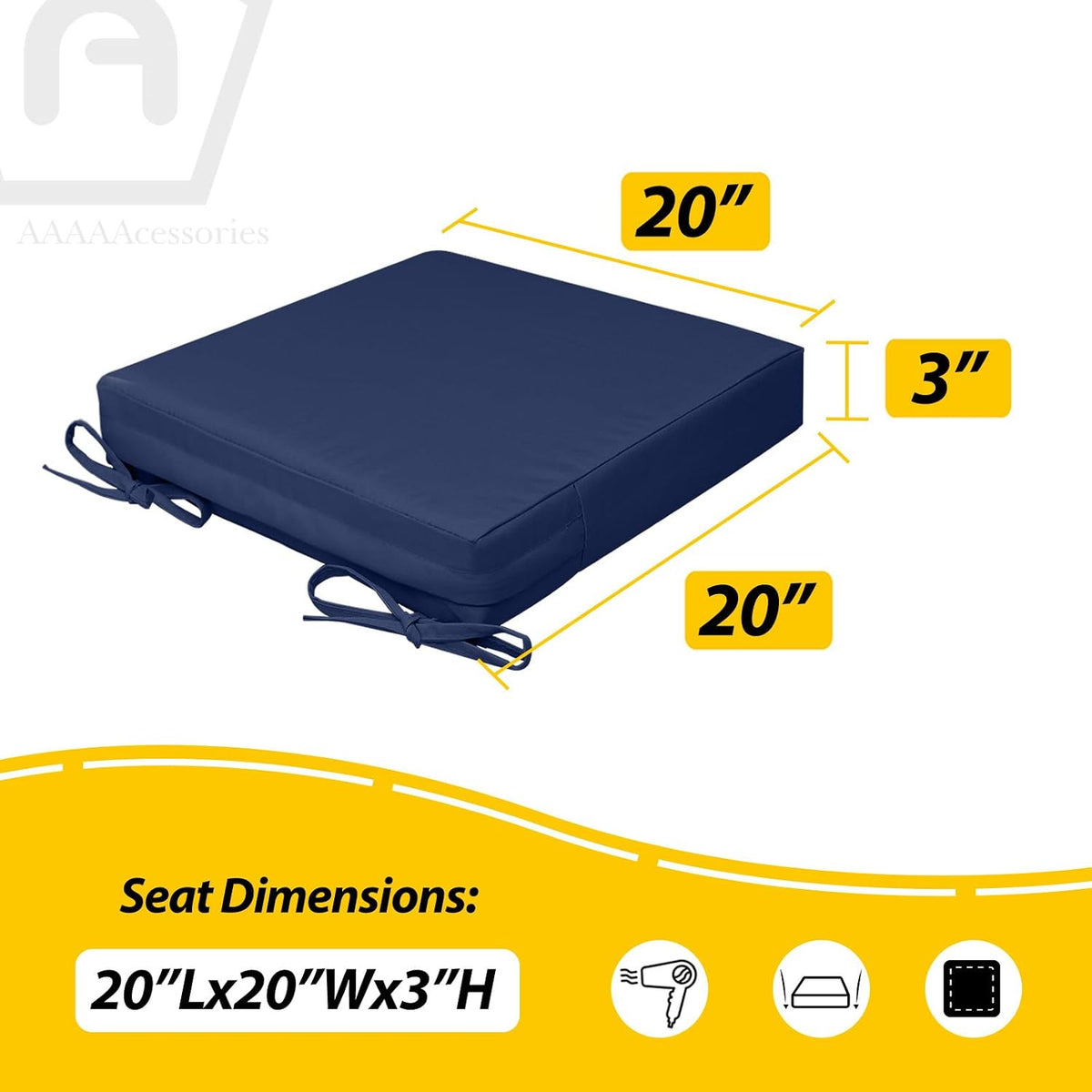 AAAAAcessories Outdoor Chair Cushions, 20 x 20 x 3 inches, Set of 2