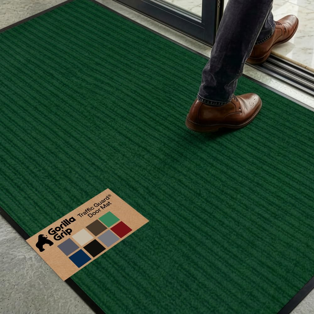 GORILLA GRIP Traffic Guard Indoor Outdoor Heavy Duty Door Mat, 72x48 Black