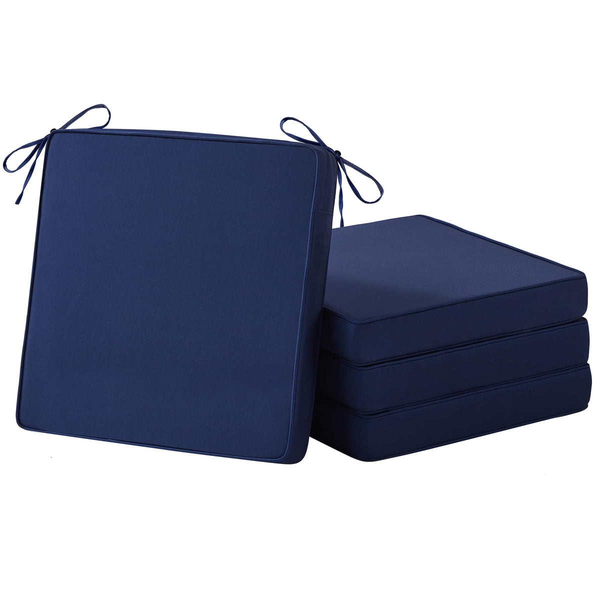 IASEAHK Patio Chair Cushions, 19" x 19" x 3" Outdoor Chair Cushions Set of 4, Waterproof Outdoor Cushions for Patio Furniture, Outdoors Seat Cushions with Handle and Ties, Navy Blue
