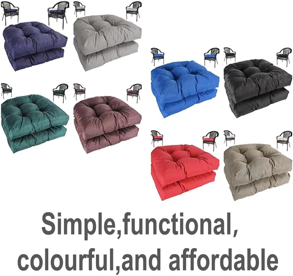 amberr Outdoor Chair Cushions Set of 2, Waterproof Outdoor Seat Cushions for Patio Furniture,Wicker Chair Cushions with Adjustable Straps (Light Grey, 19" x 19"x 5"（2 Pack)