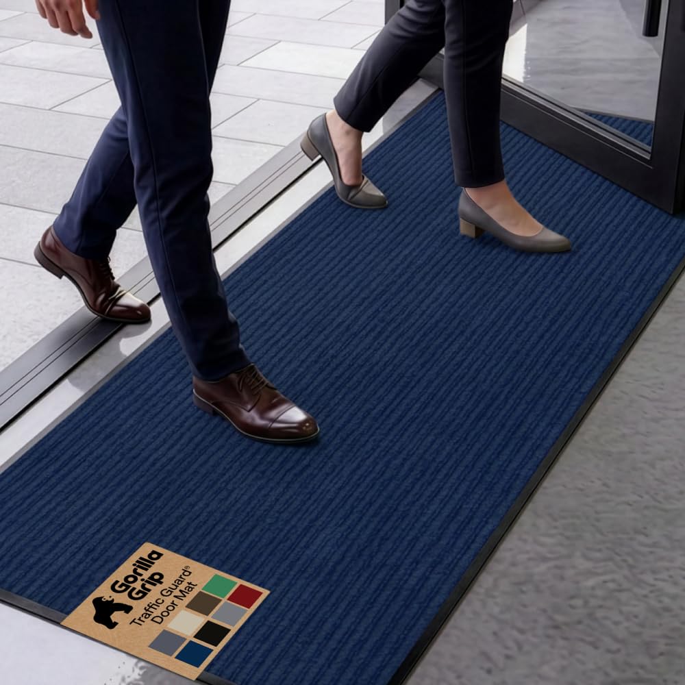 GORILLA GRIP Traffic Guard Indoor Outdoor Heavy Duty Door Mat, 72x48 Black