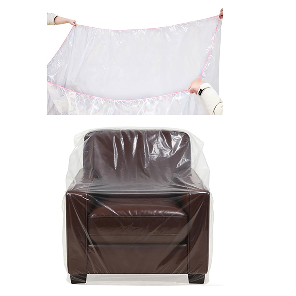 Plastic Couch Cover Furniture Cover with Elastic Band, Clear Sofa Cover Protector for Moving and Storage, Waterproof & Dustproof Moving Bags for Couch Slipcover 92W x 42D x 42H Inches (Sofa)