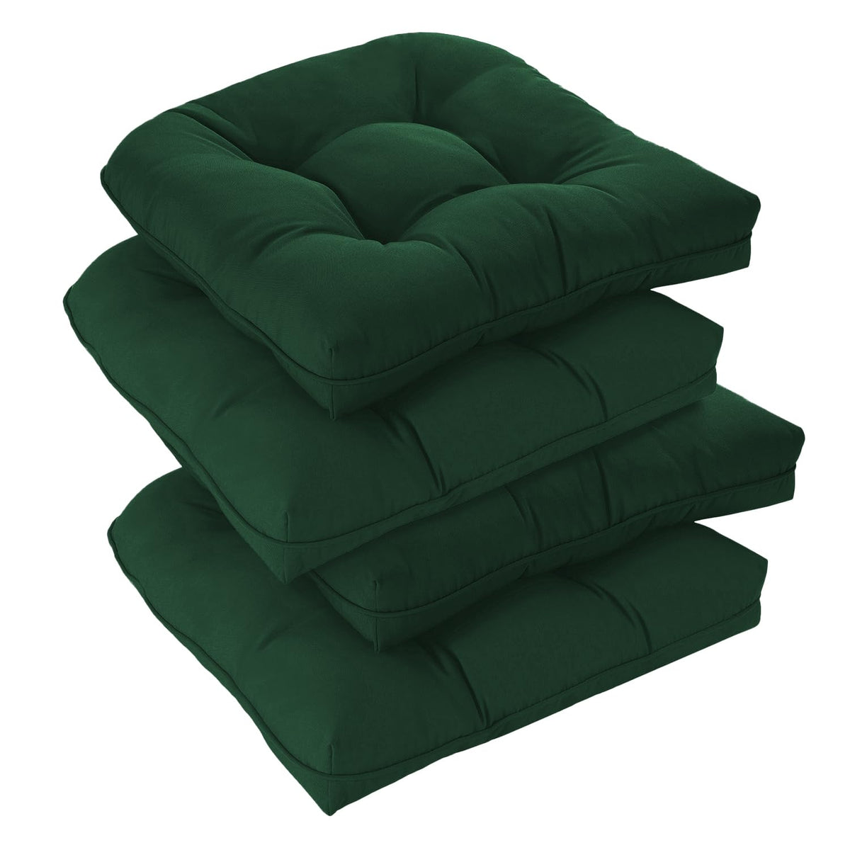 downluxe Outdoor Chair Cushions Set of 4 for Patio Furniture, Water Resistant Tufted Overstuffed Patio Furniture Cushions, Thick Outdoor Seat Cushion, 19" X 19" X 5", Black
