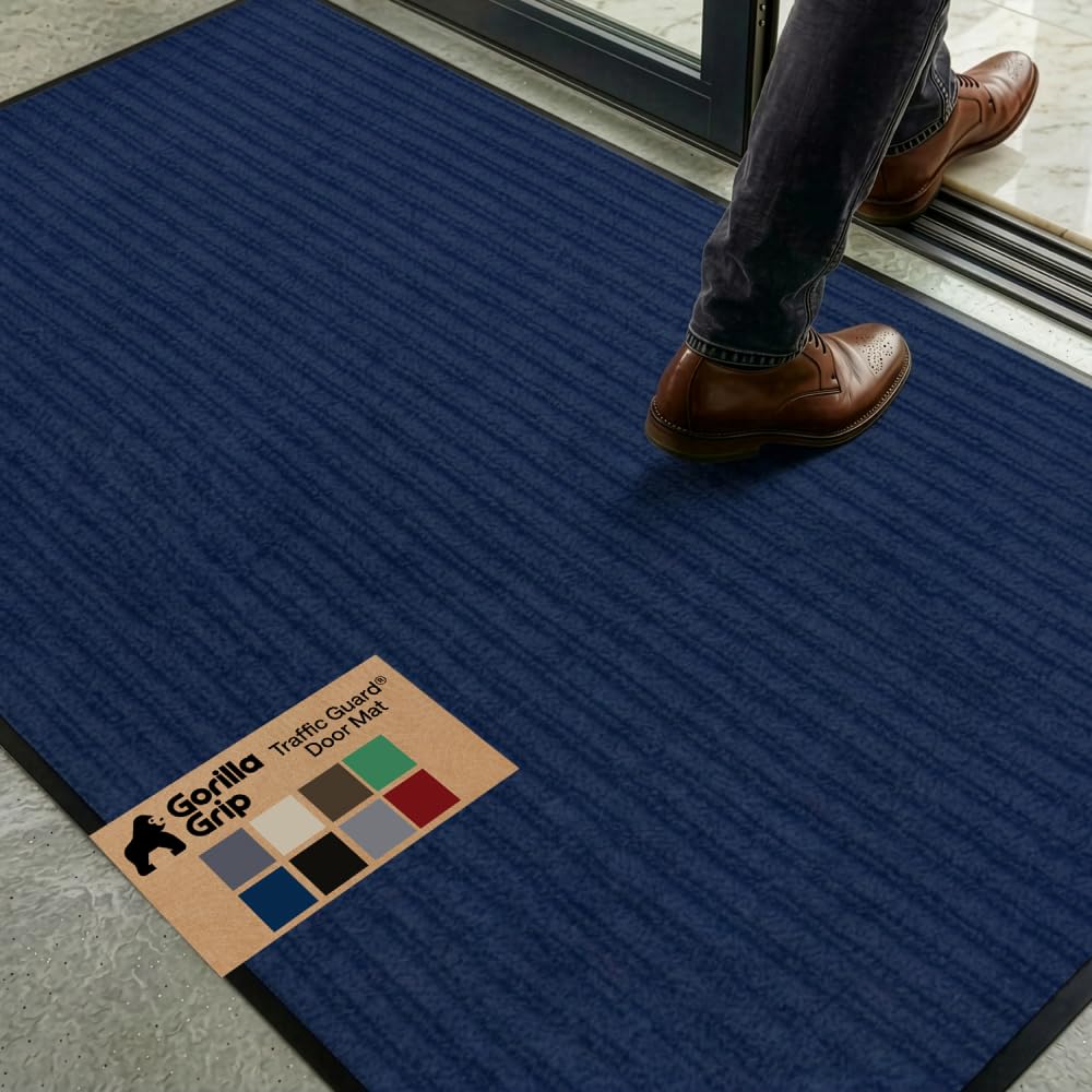 GORILLA GRIP Traffic Guard Indoor Outdoor Heavy Duty Door Mat, 72x48 Black
