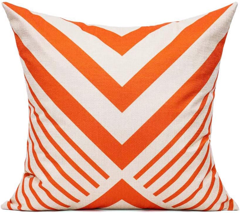 All Smiles Outdoor Waterproof Throw Pillow Covers 18X18 Set of 4,Orange Decorative Cushion Covers Boho Decorations Outside for Patio Furniture Porch Seat Chair Couch Sofa Living Room Geometric