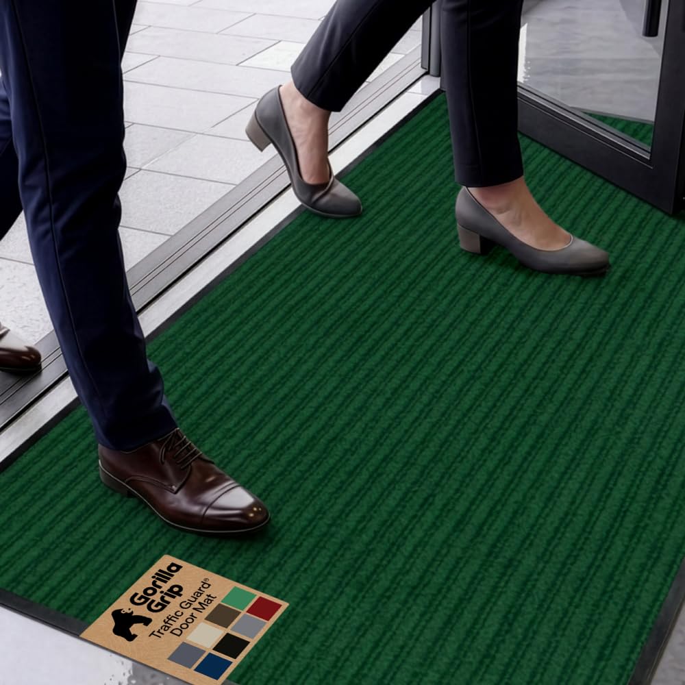 GORILLA GRIP Traffic Guard Indoor Outdoor Heavy Duty Door Mat, 72x48 Black