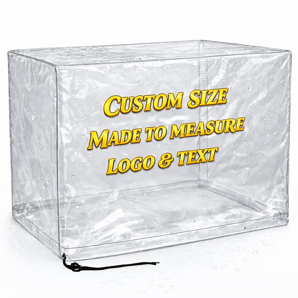 Custom Clear PVC Dust Cover, Transparent Protective Cover, Made to Measure Size, Waterproof & Dustproof, Visible Storage Cover for Equipment & Display