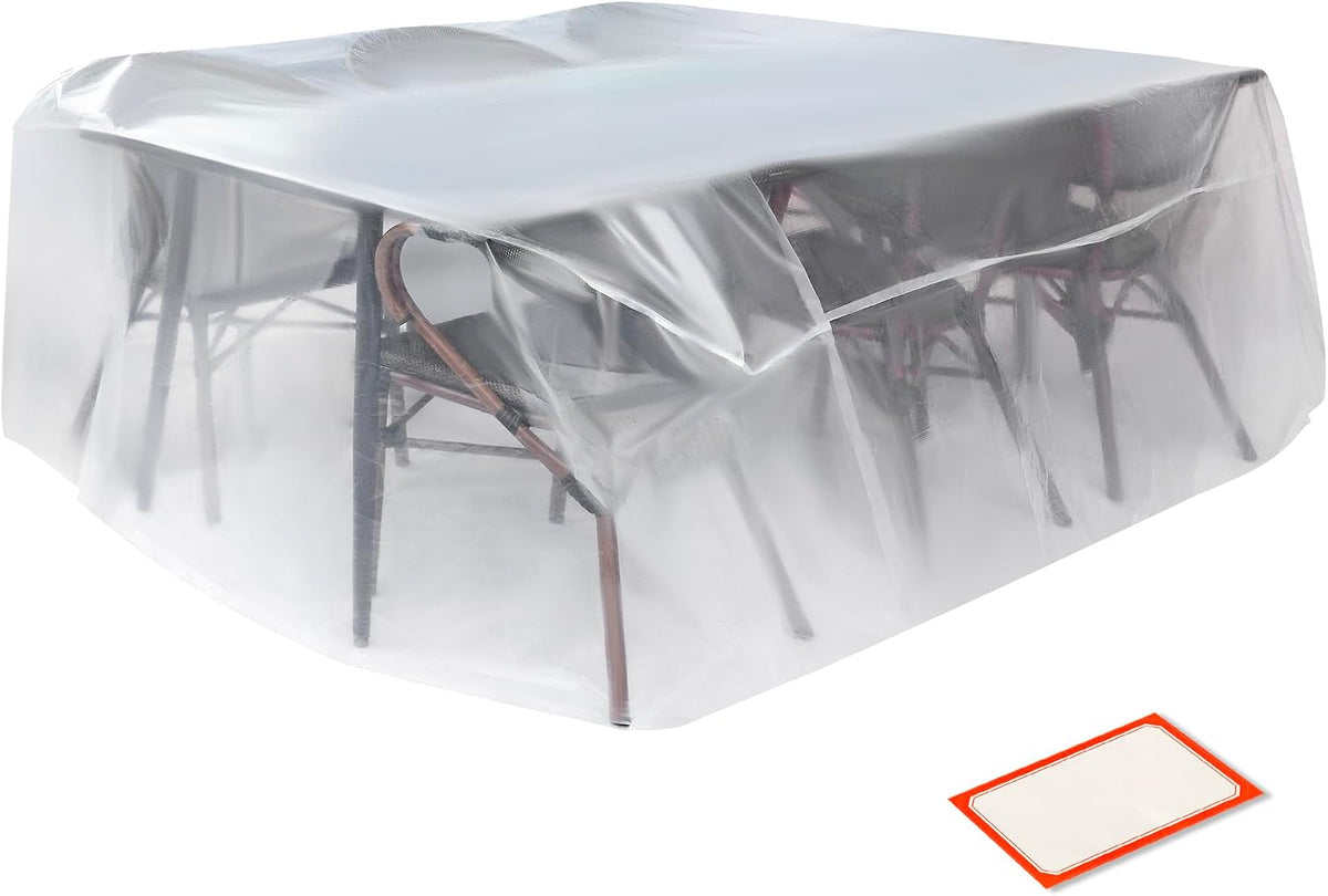 Storage Standard Patio Table and Chair Cover for Outdoor Furniture - Rectangular Outdoor Patio Furniture Covers Waterproof, Reusable Heavy-Duty Plastic Table Cover Protector, 111" x 74" x 28"