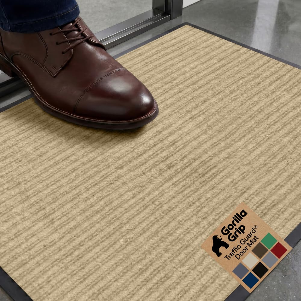GORILLA GRIP Traffic Guard Indoor Outdoor Heavy Duty Door Mat, 72x48 Black