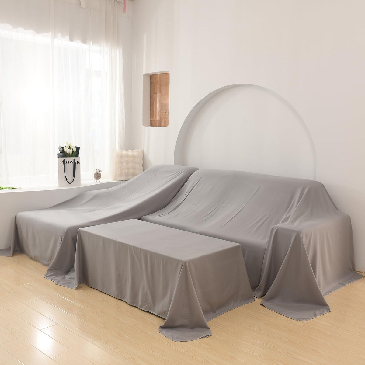 Furniture Cover Multi-Purpose, Indoor and Outdoor Furniture Dust Cover Sofa Cover Dustproof Breathable Mattress Protector Cabinet Cloth Home Dust Block (Dark Gray, 240cm x 350cm(94x137in))