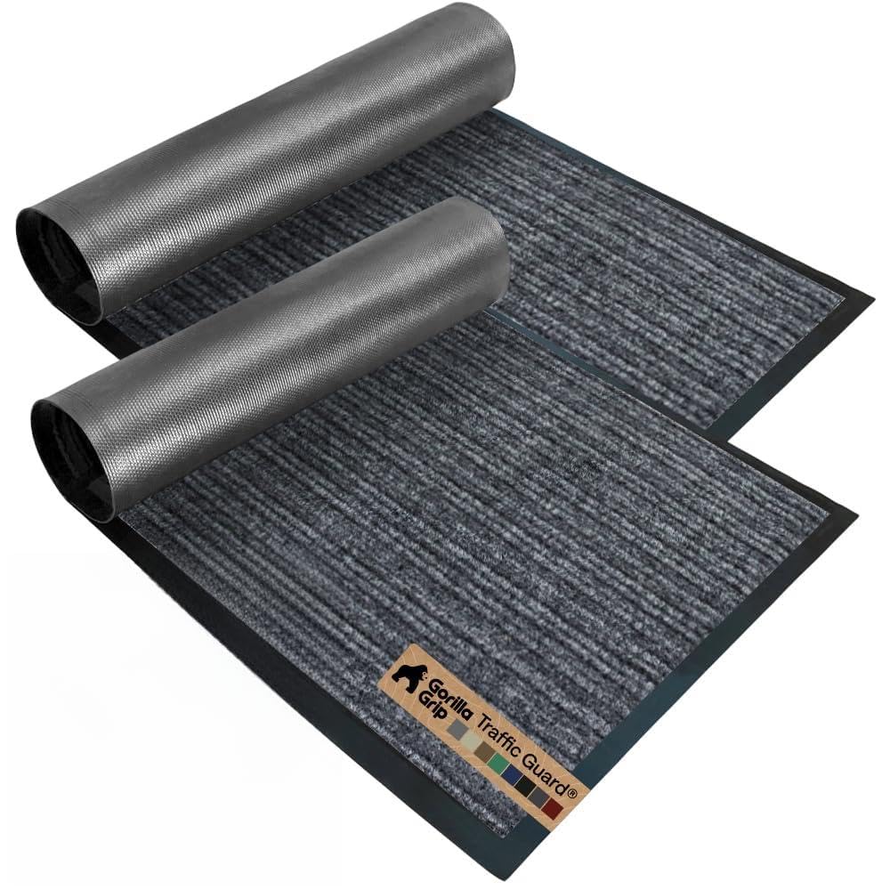 GORILLA GRIP Traffic Guard Indoor Outdoor Heavy Duty Door Mat, 72x48 Black