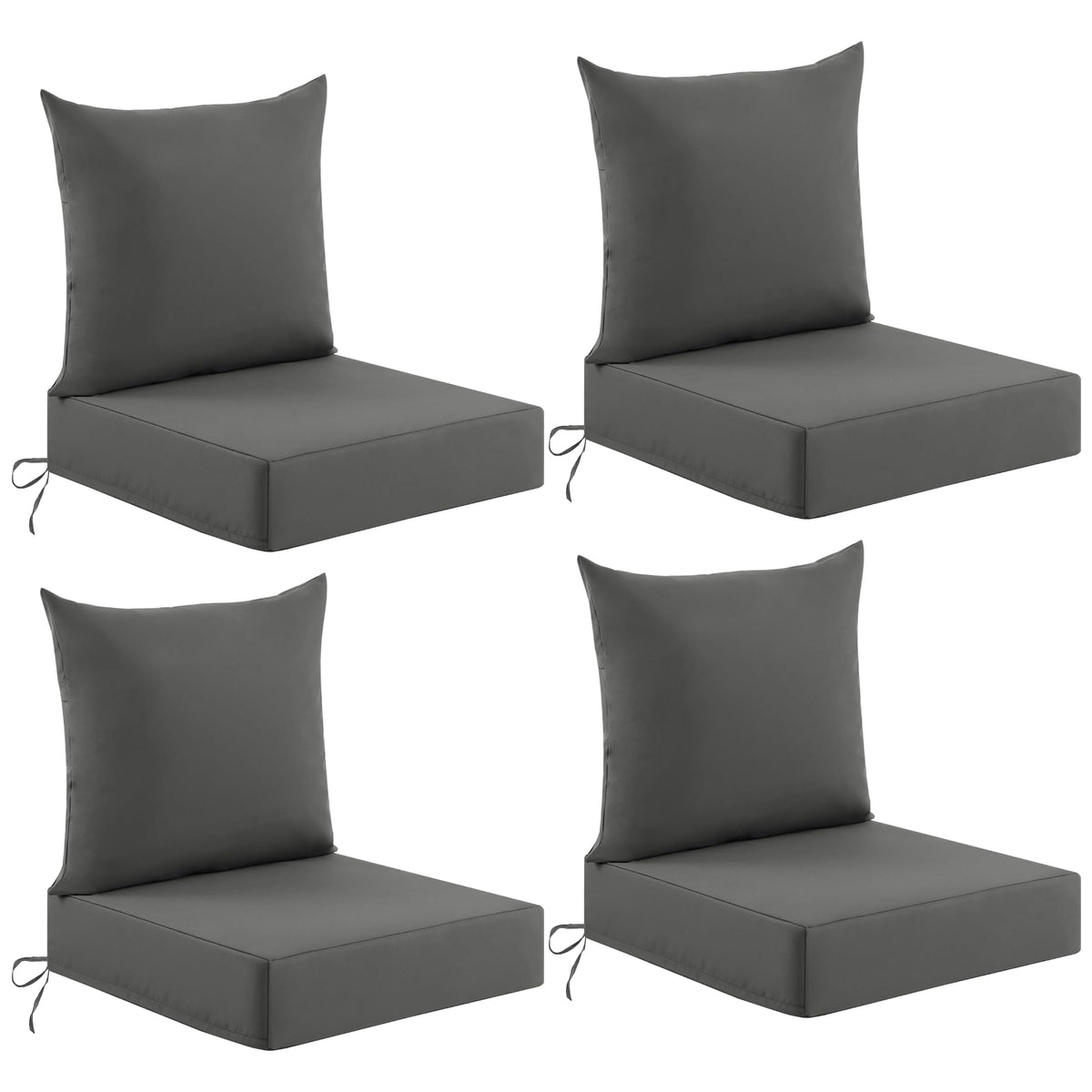 Deep Seat Patio Cushions Set of 2, 24x24x5.75 Inch, Waterproof Outdoor Chair Cushions, Fade Resistant Patio Furniture Cushions with Ties for Couch, Sofa, Lawn, Outside, Navy Blue