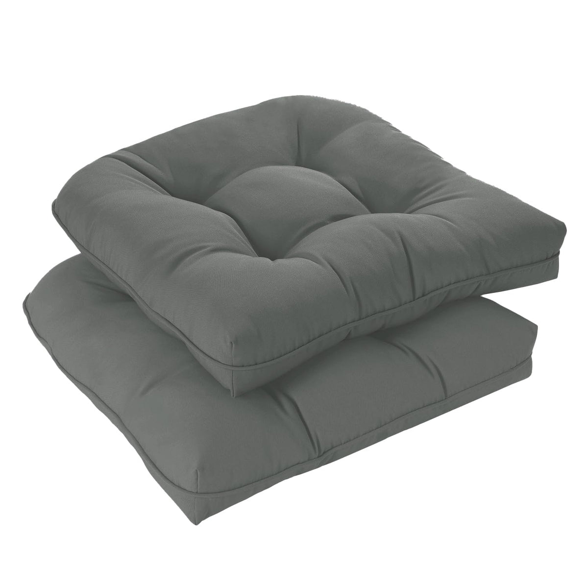 downluxe Outdoor Chair Cushions Set of 4 for Patio Furniture, Water Resistant Tufted Overstuffed Patio Furniture Cushions, Thick Outdoor Seat Cushion, 19" X 19" X 5", Black