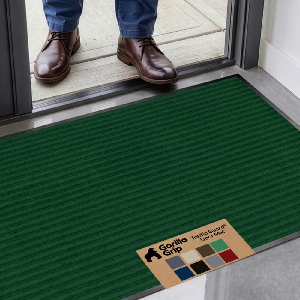 GORILLA GRIP Traffic Guard Indoor Outdoor Heavy Duty Door Mat, 72x48 Black
