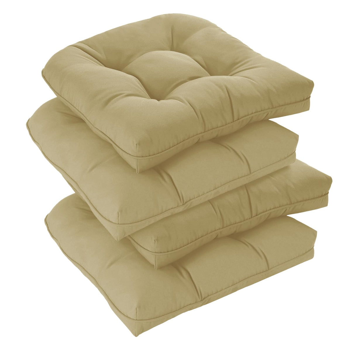 downluxe Outdoor Chair Cushions Set of 4 for Patio Furniture, Water Resistant Tufted Overstuffed Patio Furniture Cushions, Thick Outdoor Seat Cushion, 19" X 19" X 5", Black