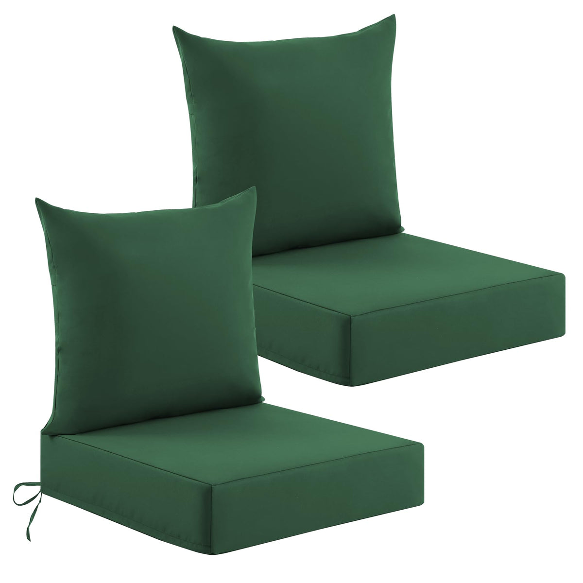 Deep Seat Patio Cushions Set of 2, 24x24x5.75 Inch, Waterproof Outdoor Chair Cushions, Fade Resistant Patio Furniture Cushions with Ties for Couch, Sofa, Lawn, Outside, Navy Blue