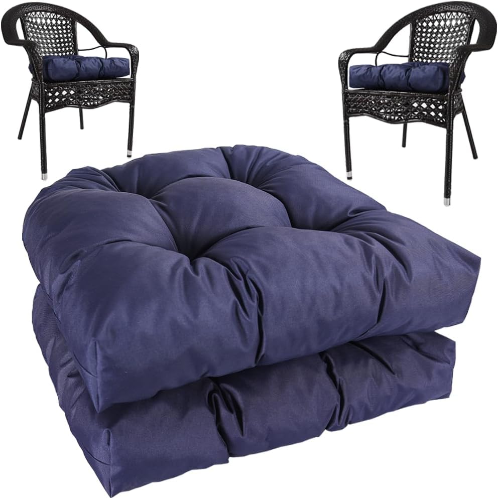 amberr Outdoor Chair Cushions Set of 2, Waterproof Outdoor Seat Cushions for Patio Furniture,Wicker Chair Cushions with Adjustable Straps (Light Grey, 19" x 19"x 5"（2 Pack)