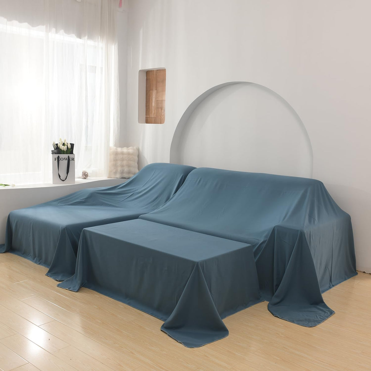 Furniture Cover Multi-Purpose, Indoor and Outdoor Furniture Dust Cover Sofa Cover Dustproof Breathable Mattress Protector Cabinet Cloth Home Dust Block (Dark Gray, 240cm x 350cm(94x137in))