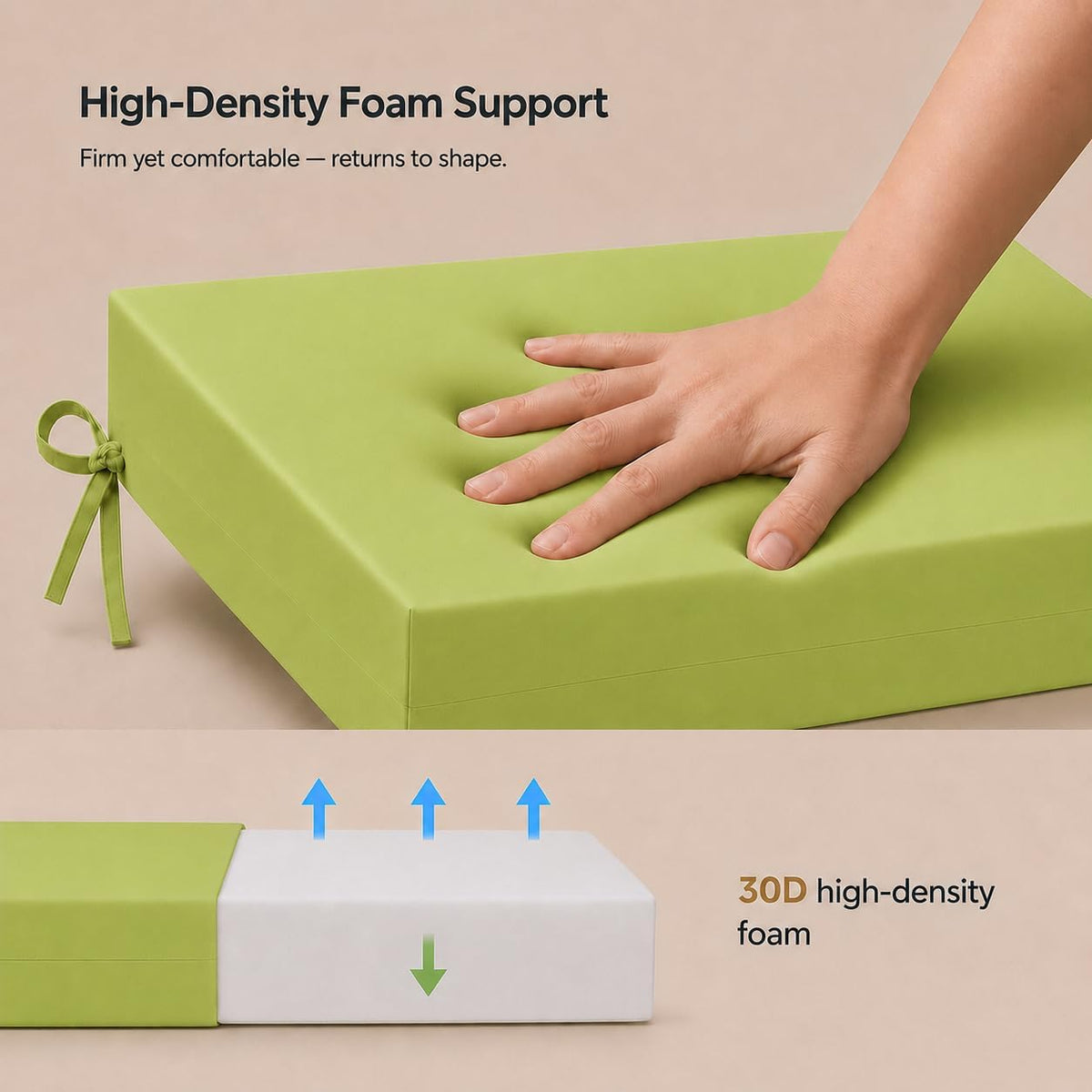 UNIKOME Outdoor Chair Cushions Pack of 4, Water Resistant Patio Cushions with Ties, High Density Sponge Filling Square Corner Seat Cushions for Outdoor Furniture, 18.5"*16"*3", Green