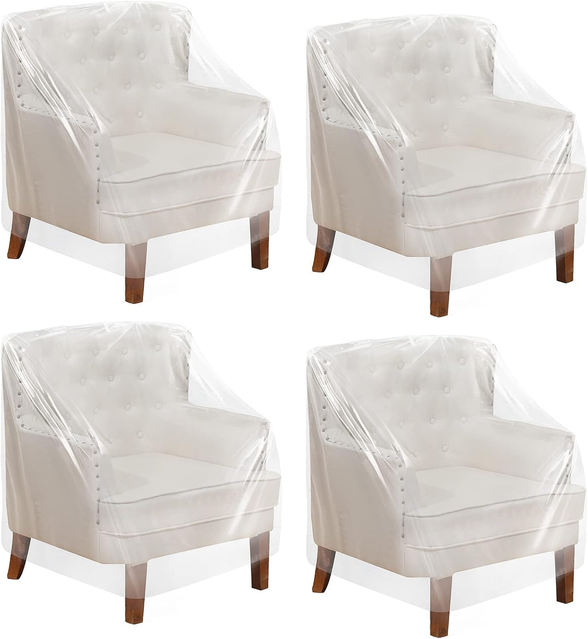 Tudomro 4 Pcs Outdoor Clear Plastic Chair Covers Waterproof Dust Proof