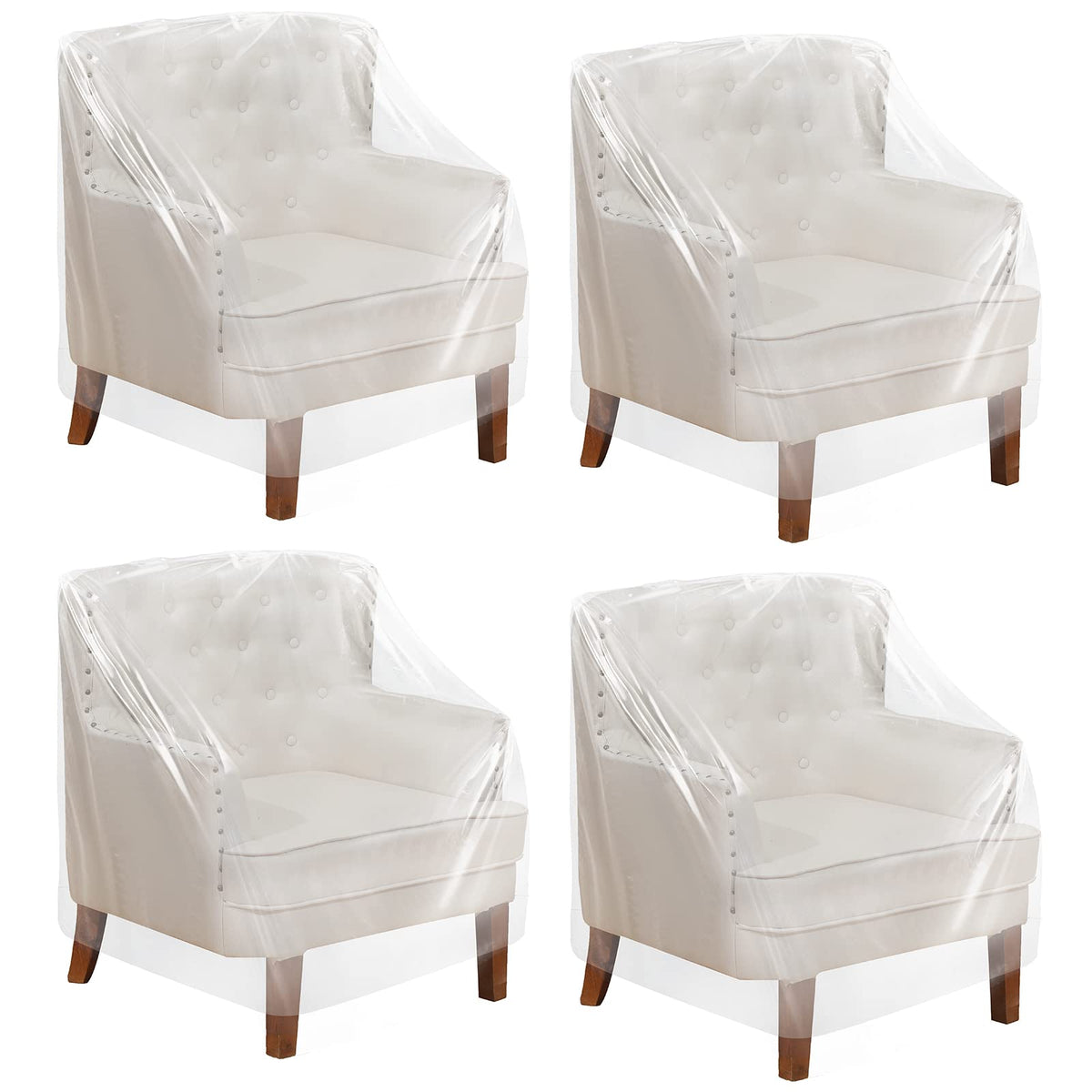 Tudomro 4 Pcs Outdoor Clear Plastic Chair Covers Waterproof Dust Proof