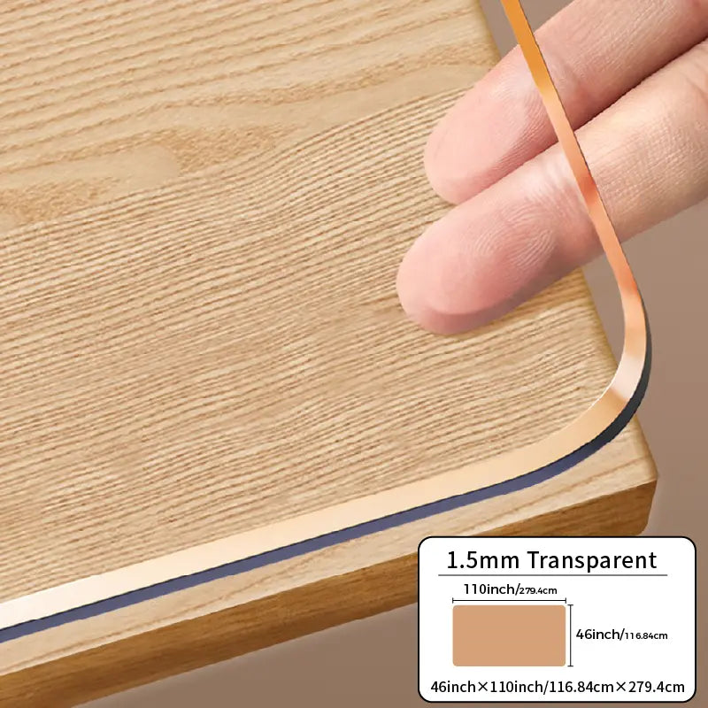 Food-Grade PVC Rectangle Desk Protector - High Transparency, Multi-Size, Cutting-Ready Oval Option with Ruler, Dustproof, Stain-Proof, Water-Resistant, Easy to Clean, Contemporary Cover for Wooden Furniture & Glass Dining Tops (DIY Cut Friendly),sohochic