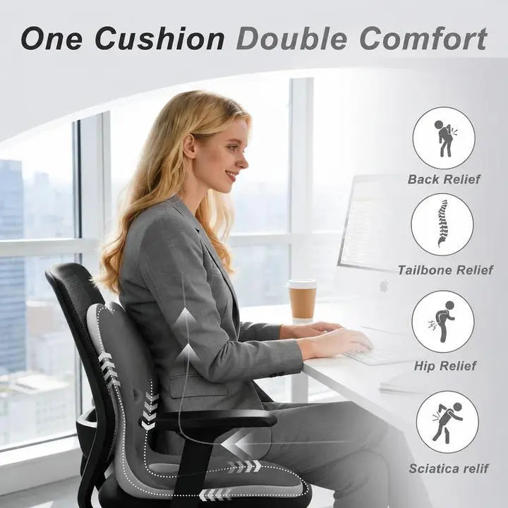 Orthopedic Memory Foam Seat Cushion - Quick Rebound Coccyx Tailbone Support Pillow for Back Pain & Sciatica Relief, Anti-Slip Removable Washable Cover, Ideal for Car, Office Desk Chair, Wheelchair