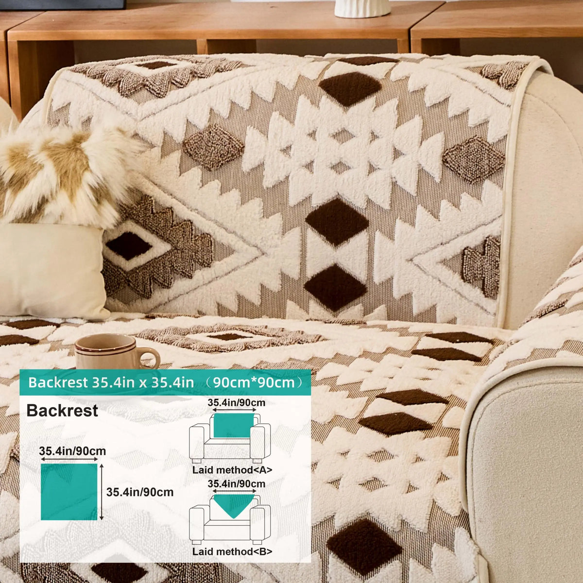 Boho Style Geometric Pattern Quilted Sofa Cover, Couch Cover, Soft Comfortable Dustproof Slipcover, Sofa Protector & Cushion Cover for Home Living Room, Bedroom, Hotel & Dormitory #GLOBAL PICKS