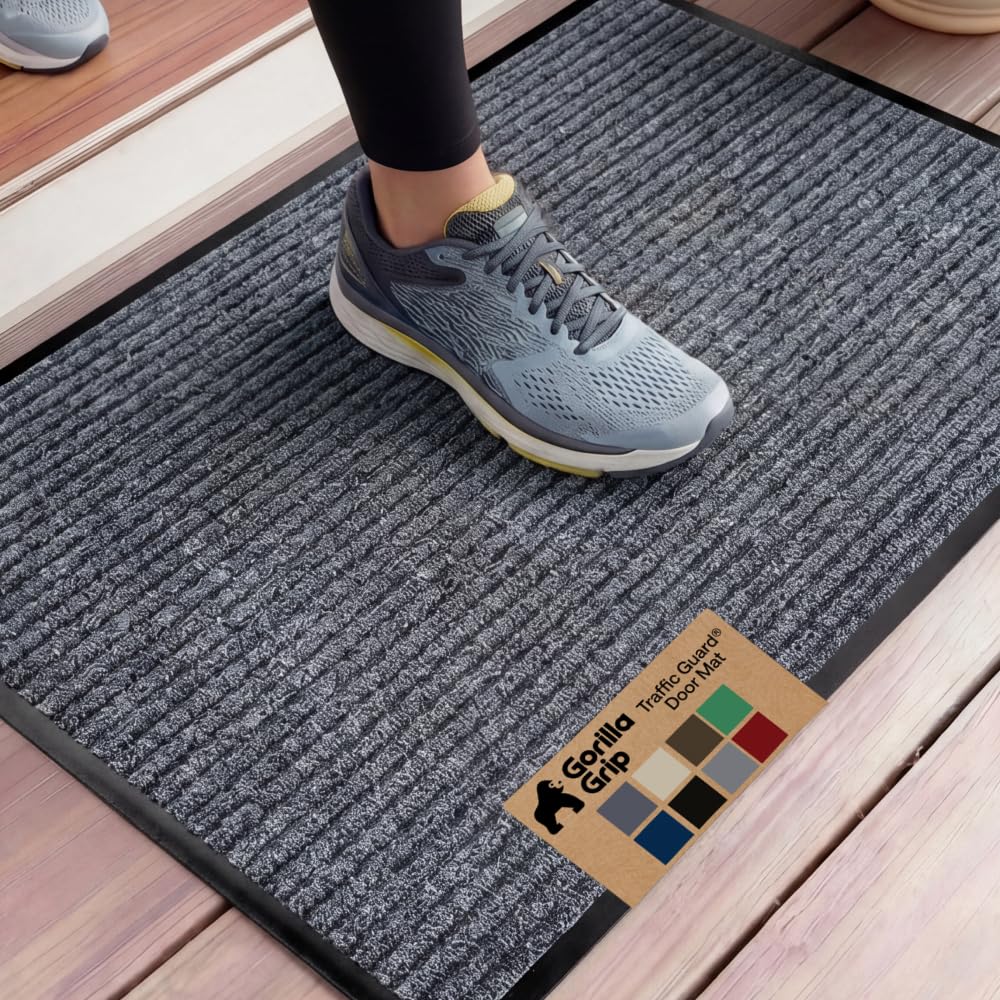 GORILLA GRIP Traffic Guard Indoor Outdoor Heavy Duty Door Mat, 72x48 Black