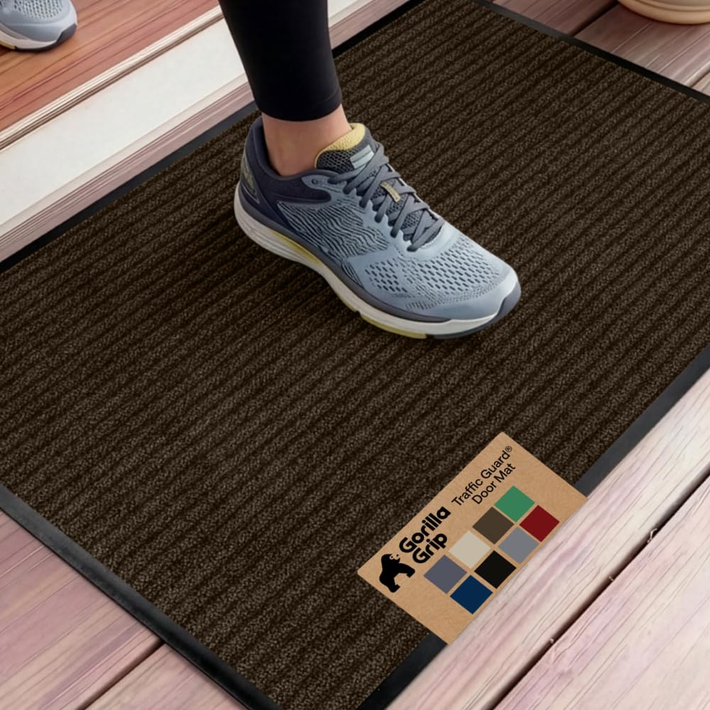 GORILLA GRIP Traffic Guard Indoor Outdoor Heavy Duty Door Mat, 72x48 Black
