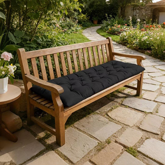 Outdoor Bench Cushion, Waterproof Seat Cushion for Outdoor/Indoor Furniture,Tufted Fade Resistant Bench Cushion for Patio Porch Swing Couch, 47"×20"×4",Black