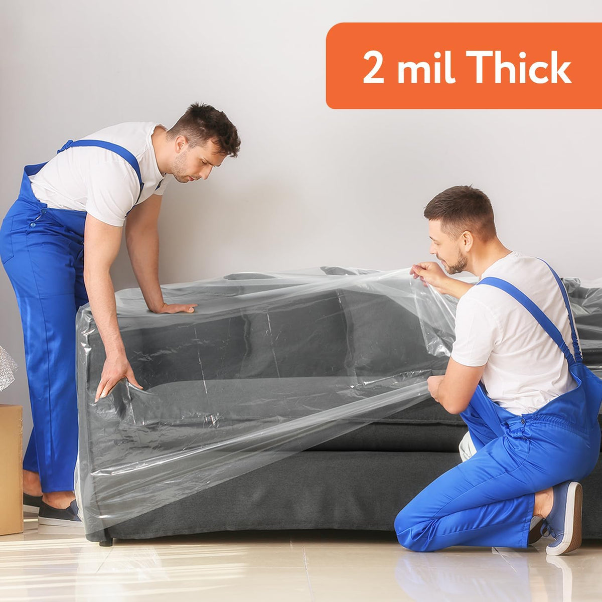 Impresa Plastic Furniture Covers - Pack of 4, 2 Mil, Clear Tear-Resistant Design & Moving Supplies - Dust & Moisture Barrier & Furniture Covers for Storage