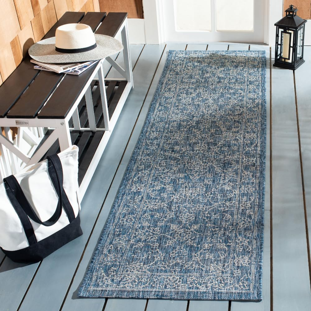 SAFAVIEH Courtyard Collection 8' x 10' Turquoise CY8680 Indoor/ Outside Waterproof Easy cleansingPatio Backyard Mudroom Area Mat