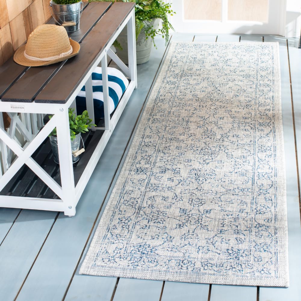 SAFAVIEH Courtyard Collection 8' x 10' Turquoise CY8680 Indoor/ Outside Waterproof Easy cleansingPatio Backyard Mudroom Area Mat