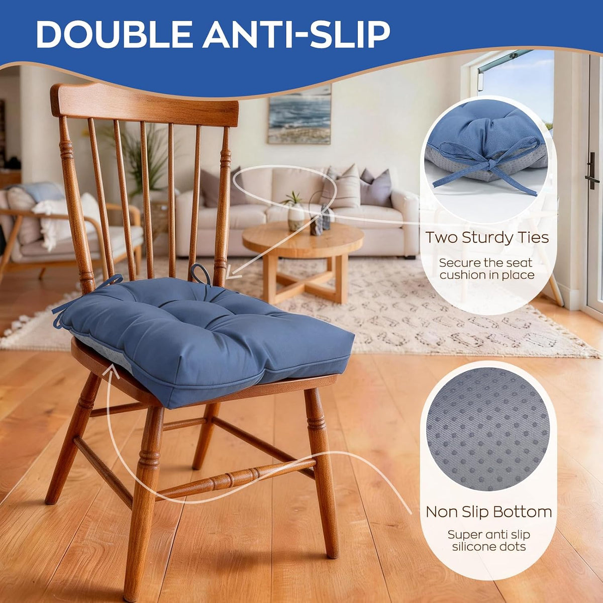 Chair Cushions for Dining Chairs Set of 2, 4" Thick Kitchen Chair Cushions