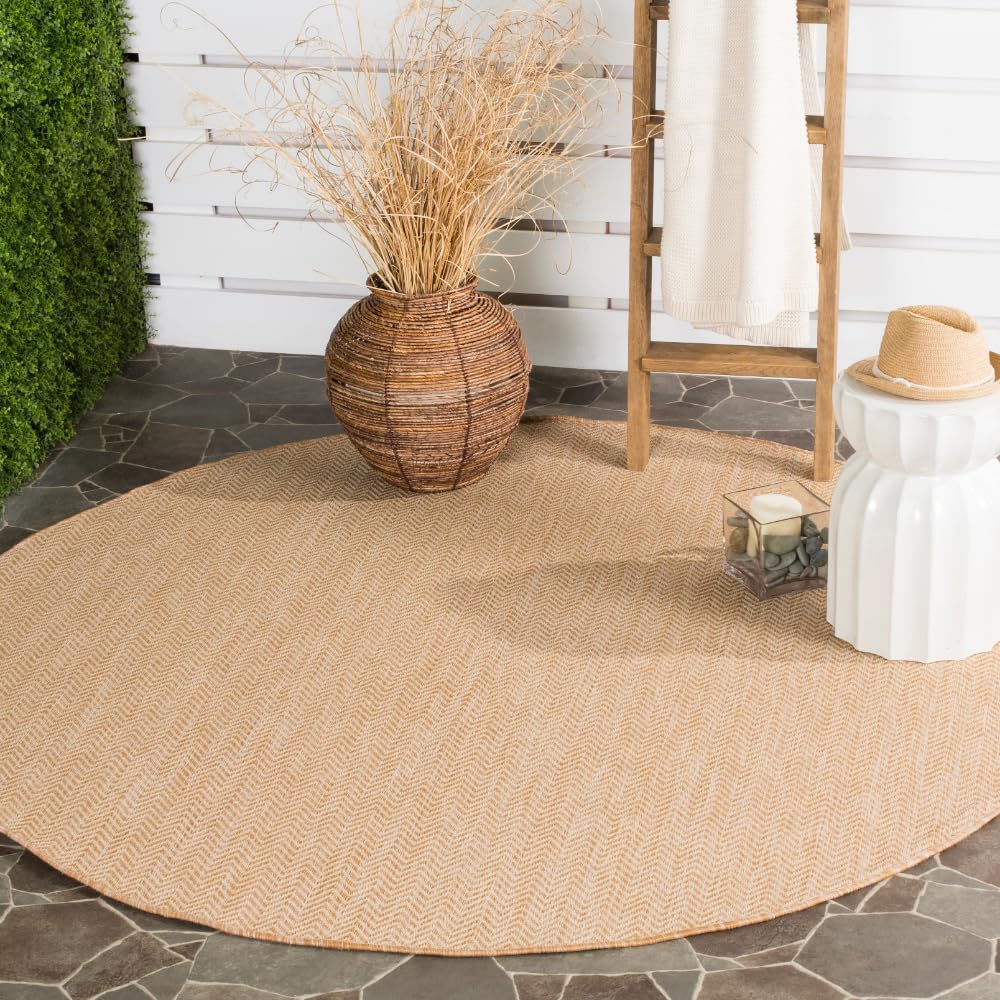 SAFAVIEH Courtyard Outdoor Area Rug 5'3"x7'7", Natural & Cream CY8022-03012