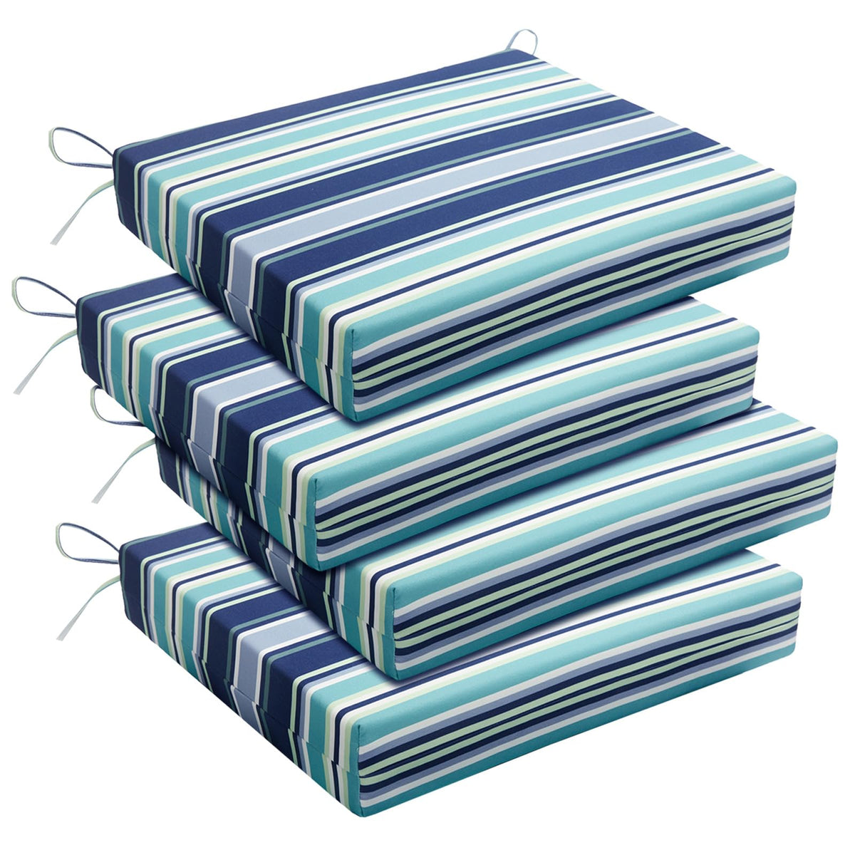 Basic Beyond Outdoor Chair Cushions Set of 4, Outdoor Cushions for Patio Furniture, Water Resistant Patio Chair Cushions with 2 Ties, 17x16x2, Black