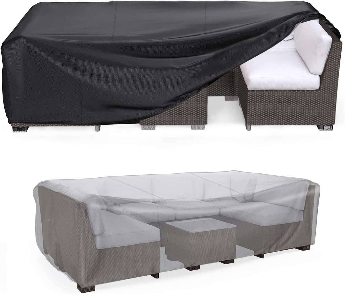 Mrrihand Outdoor Patio Furniture Covers Waterproof 90"Lx62"Wx28"H Black
