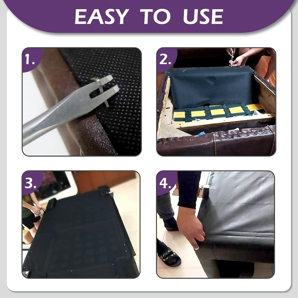 Swpeet 5Pcs 60 Inch x 3 Yard Upholstery Black Fabric Dust Cover Fabric Replacement and Tack Lifter U Tip Nail Puller with Staple Remover Kit, Bottom Cloth Non Woven Dust Cover
