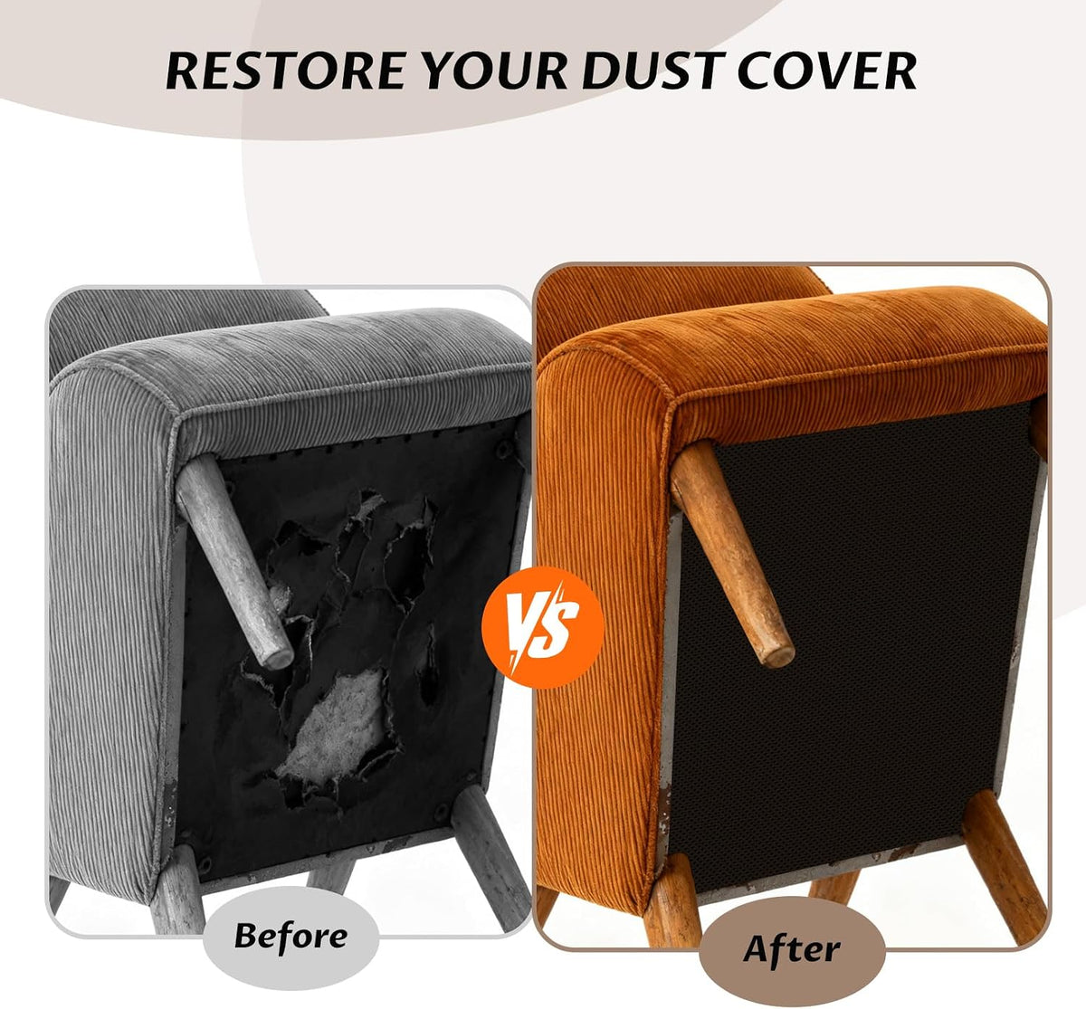 Upholstery Cambric Dust Cover Fabric,63inchx80inch, Replacement Material for Bottom of The Sofas, Chairs, Conceals Frame and Staples Inside Furniture
