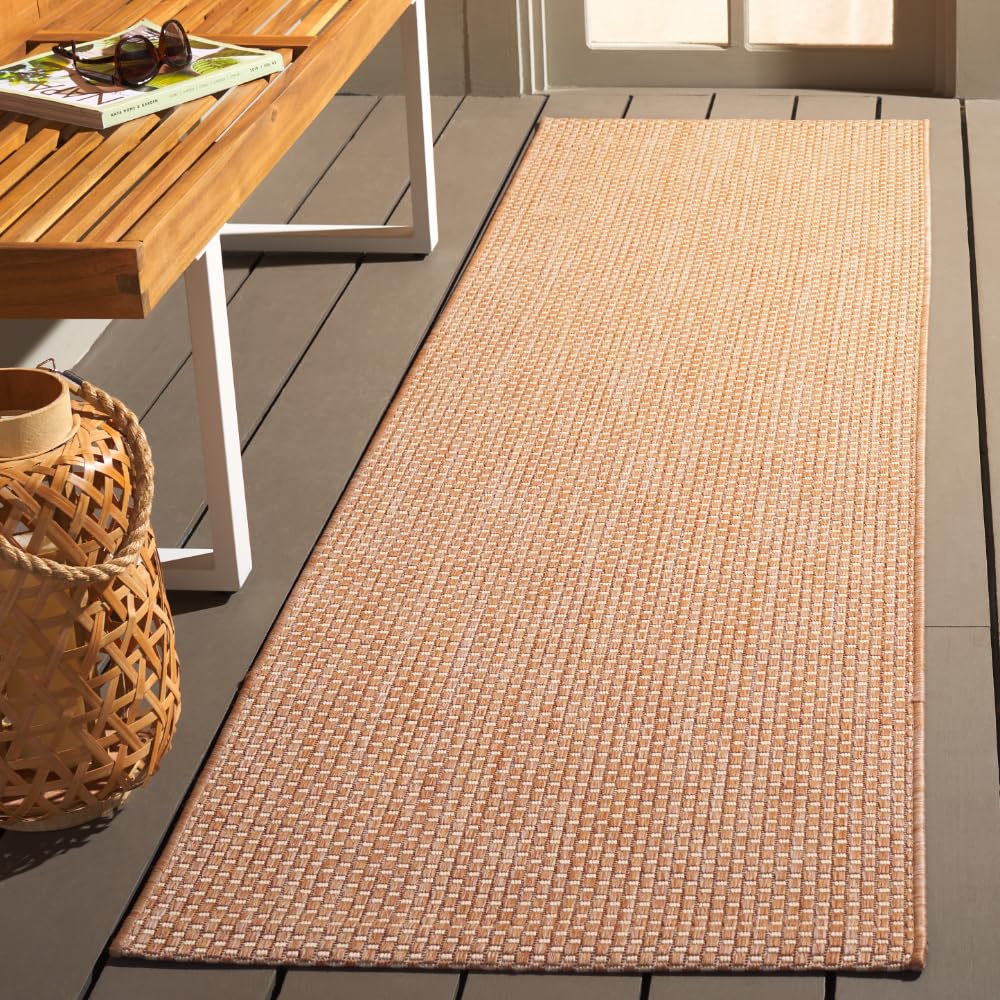 SAFAVIEH Washable Rug Outdoor Courtyard Collection - 8' x 10', Natural & Cream, Non-Shedding & Easy Cleaning, Ideal for Patio, Backyard, Mudroom, DIning Space (CY8521-03012)